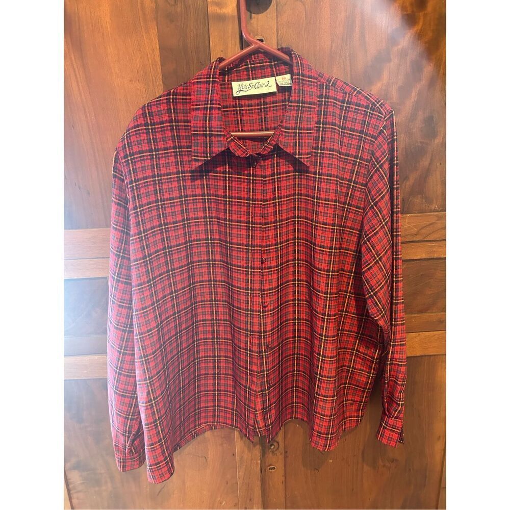 Yves St Clair 2 vintage button up plaid design size 22w